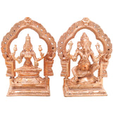 Bronze Lakshmi Ganesh Idol Pair, Handcrafted Traditional Chola Style Ganapati Murti for Pooja, Home Decor & Gifting, Gold, 5 Inch, 2 Piece