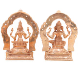 Bronze Lakshmi Ganesh Idol Pair, Handcrafted Traditional Chola Style Ganapati Murti for Pooja, Home Decor & Gifting, Gold, 5 Inch, 2 Piece