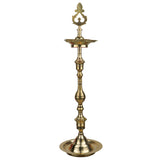 Brass Table Lamp, Handcrafted Peetal Pittal Pooja Lamp, Decorative LED Table Light, Home, Temple & Office Spiritual Decor, Gold, 26 Inch, 1 Piece