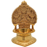 Brass Kamakshi Lamp, Kamatchi Vilakku, Kamakshi Amman Diya, Handcrafted Temple Kuthu Vilakku, Traditional Pooja Lamp, Gold, 7.5 Inch, 1 Piece