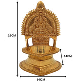 Brass Kamakshi Lamp Diya – Handcrafted Kamatchi Vilakku, Kuthu Vilakku, Temple Pooja Deepam, Kamakshi Amman Idol, Traditional South Indian Lamp, Gold, 7.5 Inch, 1 Piece