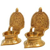 Brass Kamakshi Vilakku | Kamatchi Deepam | Kamakshi Amman Diya | Kuthu Vilakku Pital Lamp for Pooja, Temple & Home Décor, Gold, 4.5 Inch, 2 Piece