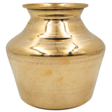 Brass Pooja Lota, Traditional Chombu Kalash Kudam Kumbham Jal Patra | Peetal Pital Mandir Lota for Temple Puja Rituals, Gold, 6 Inch, 1 Piece