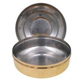 Brass Prasad Box Peetal Naivedya Patra Pittal Pooja Dabba Mandir Bhog Offering Container Samarpan Prasadam Holder, Gold, 4.5 Inch, 1 Piece