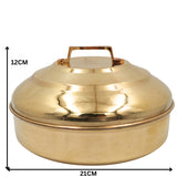 Brass Prasad Box Peetal Naivedya Patra Pittal Pooja Dabba Mandir Bhog Offering Container Samarpan Prasadam Holder, Gold, 4.5 Inch, 1 Piece