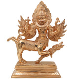 Handmade Bronze Sharabha Idol, Panchaloha & Ashtadhatu Murti, Lord Sharabha Statue for Temple, Pooja, Home Decor, Chola Art, Gold, 10 Inch, 1 Piece