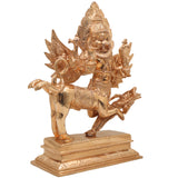 Handmade Bronze Sharabha Idol, Panchaloha & Ashtadhatu Murti, Lord Sharabha Statue for Temple, Pooja, Home Decor, Chola Art, Gold, 10 Inch, 1 Piece