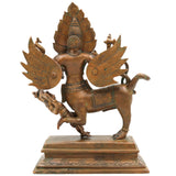 Bronze Sharabha Idol – Panchaloha/Ashtadhatu Handmade Sharabha Murti, Lord Sharabha Statue for Pooja & Home Decor, Chola Art, Decorative Temple Idol, Brown, 10 Inch, 1 Piece