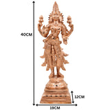 Bronze Mahalakshmi Idol | Handcrafted Panchaloha Lakshmi Murti | Ashtalakshmi, Varalakshmi, Gajalakshmi Statue for Pooja & Home Decor, Gold, 15.5 Inch, 1 Piece