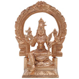 Bronze Rajarajeshwari Idol with Prabhavali, Raja Rajeshwari Murti, Panchaloha Goddess Statue, Lalitha Tripura Sundari, Chola Art Sculpture, Gold, 6.5 Inch, 1 Piece