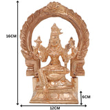 Bronze Rajarajeshwari Idol with Prabhavali, Handmade Panchaloha Murti, Raja Rajeshwari Goddess Statue, Chola Art, South Indian Pooja Idol, Gold, 6.5 Inch, 1 Piece