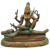 Bronze Handcrafted Sodeshwari On Shiva Idol, Panchaloha Murti, Chola Art Statue, Home Temple Decor, Spiritual Giftable Sculpture, Gold, 13.5 Inch, 1 Piece