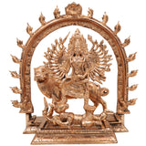 Bronze Durga Idol Mahishasuramardini Murti | Maa Durga, Shakti, Ambika, Bhavani Statue | Panchaloha Chola Art Sculpture for Temple & Home Decor, Gold, 12 Inch, 1 Piece