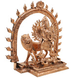 Bronze Durga Idol Mahishasuramardini Murti | Maa Durga, Shakti, Ambika, Bhavani Statue | Panchaloha Chola Art Sculpture for Temple & Home Decor, Gold, 12 Inch, 1 Piece