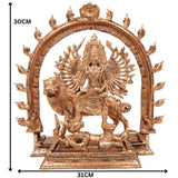 Bronze Durga Idol Mahishasuramardini Murti | Maa Durga, Shakti, Ambika, Bhavani Statue | Panchaloha Chola Art Sculpture for Temple & Home Decor, Gold, 12 Inch, 1 Piece