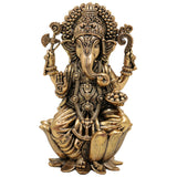 Brass Ganesha Idol, Handcrafted Vinayaka Murti, Siddhivinayak, Ganapati Statue for Home Temple, Pooja, Decor & Gifts, Gold, 4 Inch, 1 Piece