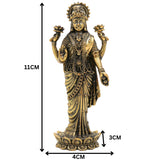 Brass Lakshmi Idol, Handcrafted Mahalaxmi Murti, Sri Lakshmi Statue, Goddess Lakshmi Pratima for Pooja, Home Decor & Gifts, Gold, 4.5 Inch, 1 Piece