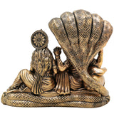 Brass Vishnu Lakshmi Idol, Handcrafted Lakshmi Narayan Murti, Shri Vishnu Lakshmi Statue for Home Temple, Pooja Decor & Spiritual Gift, Gold, 3 Inch, 1 Piece