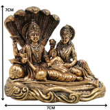 Brass Vishnu Lakshmi Idol, Handcrafted Lakshmi Narayan Murti, Shri Vishnu Lakshmi Statue for Home Temple, Pooja Decor & Spiritual Gift, Gold, 3 Inch, 1 Piece