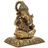 Brass Handcrafted Ganesha Idol, Siddhivinayak, Vinayaka Murti, Ganapati Statue for Pooja, Home Decor & Gifts, Gold, 6 Inch, 1 Piece