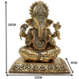 Brass Handcrafted Ganesha Idol, Siddhivinayak, Vinayaka Murti, Ganapati Statue for Pooja, Home Decor & Gifts, Gold, 6 Inch, 1 Piece