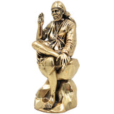 Brass Sai Baba Idol, Shirdi Sai Baba Murti, Sri Sai Maharaj Vigraha, Peetal Statue for Pooja, Home Decor & Spiritual Gifts, Gold, 4.5 Inch, 1 Piece