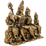 Brass Shiva Parivar Idol Shiv Parvati Murti Pital Family Statue Hindu God Sculpture for Home Mandir Temple Pooja Room Decor Showpiece Gift, Gold, 5 Inch, 1 Piece