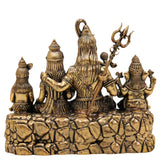 Brass Shiva Parivar Idol Shiv Parvati Murti Pital Family Statue Hindu God Sculpture for Home Mandir Temple Pooja Room Decor Showpiece Gift, Gold, 5 Inch, 1 Piece