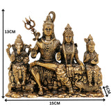 Brass Shiva Parivar Idol Shiv Parvati Murti Pital Family Statue Hindu God Sculpture for Home Mandir Temple Pooja Room Decor Showpiece Gift, Gold, 5 Inch, 1 Piece