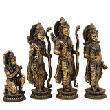 Brass Shri Ram Darbar Idol Ram Parivar Murti | Sita Ram Lakshman Hanuman Statue | Pital Ram Sita Lakshman Hanuman Sculpture for Puja & Home Decor, Gold, 10 Inch, 1 Piece
