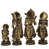 Brass Shri Ram Darbar Idol Ram Parivar Murti | Sita Ram Lakshman Hanuman Statue | Pital Ram Sita Lakshman Hanuman Sculpture for Puja & Home Decor, Gold, 10 Inch, 1 Piece