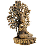 Brass Buddha Idol, Gautam Buddha Statue, Shakyamuni Murti, Siddhartha Gautama Vigraha, Meditating & Sitting Buddha Sculpture for Pooja & Home Decor, Gold, 6.5 Inch, 1 Piece