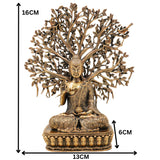 Brass Buddha Idol, Gautam Buddha Statue, Shakyamuni Murti, Siddhartha Gautama Vigraha, Meditating & Sitting Buddha Sculpture for Pooja & Home Decor, Gold, 6.5 Inch, 1 Piece