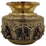 Brass Asta Lakshmi Kalash Lota, Handcrafted Pooja Kumbh, Decorative Temple Kalash, Ashtalakshmi Sculpture for Home & Festival Rituals, Gold, 5 Inch, 1 Piece