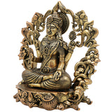 Brass Lakshmi Idol, Mahalakshmi Murti, Shri Padmavati Statue, Kamala Vigraha, Handcrafted Pooja Sculpture for Home & Temple Decor, Gold, 4 Inch, 1 Piece
