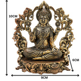 Brass Lakshmi Idol, Mahalakshmi Murti, Shri Padmavati Statue, Kamala Vigraha, Handcrafted Pooja Sculpture for Home & Temple Decor, Gold, 4 Inch, 1 Piece