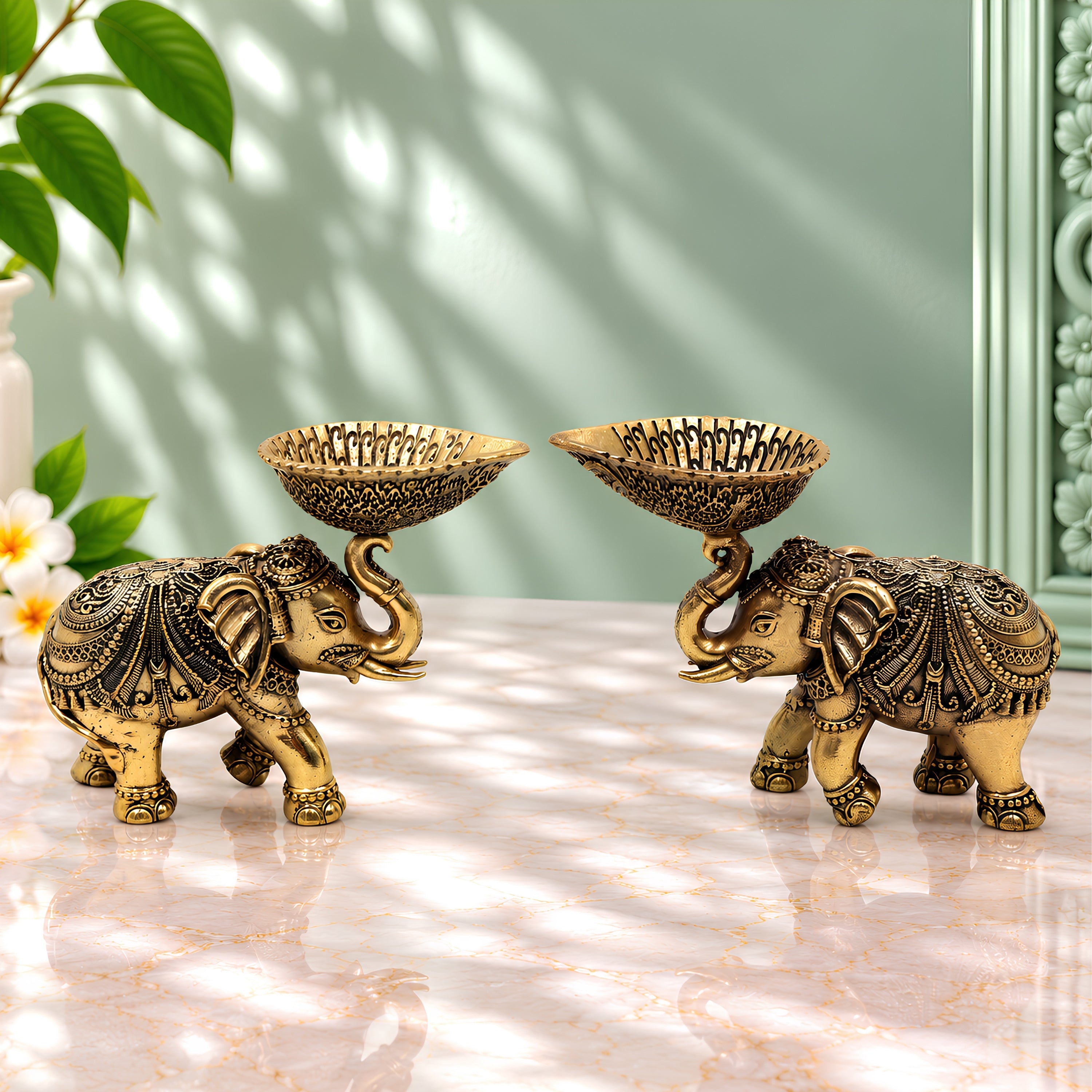 Brass Elephant Oil Lamp