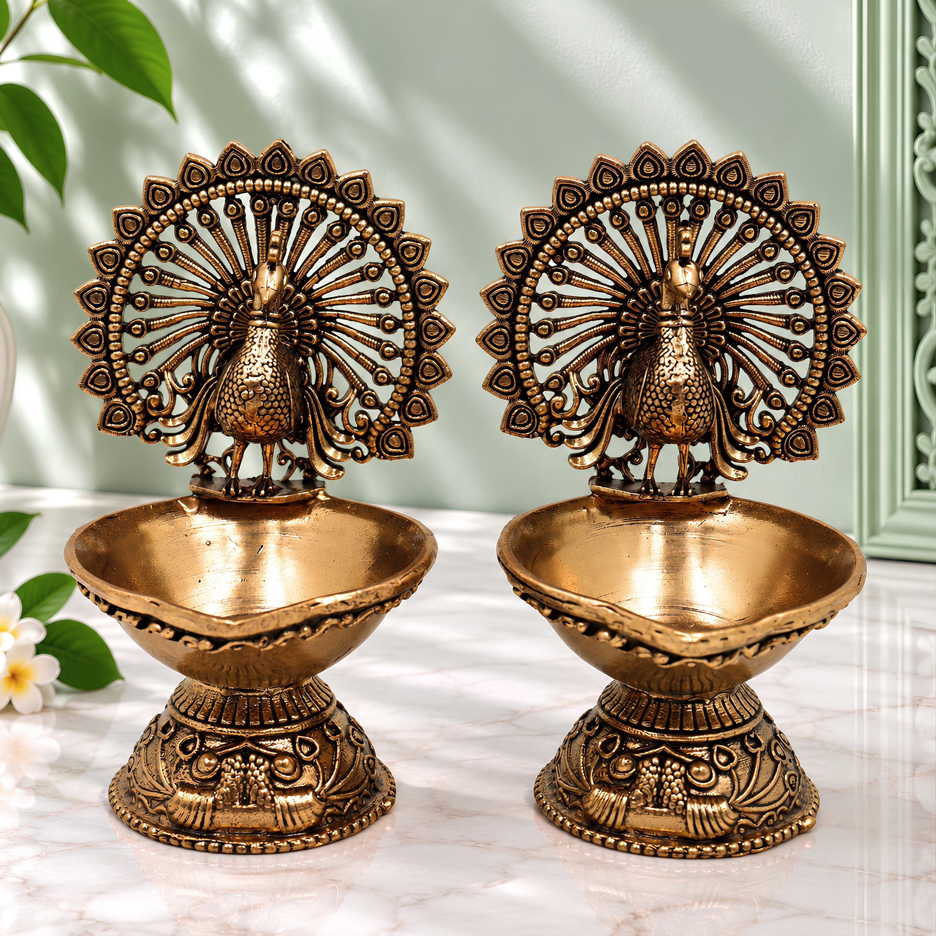 Brass Handcrafted Peacock Diya