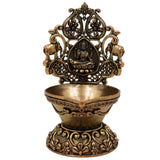 Brass Gaja Lakshmi Lamp, Handcrafted Lakshmi Murti, Pooja Deepam, Kuthu Vilakku, Temple Decor, Spiritual Showpiece, Gold, 4 Inch, 1 Piece