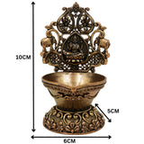 Brass Gaja Lakshmi Lamp, Handcrafted Lakshmi Murti, Pooja Deepam, Kuthu Vilakku, Temple Decor, Spiritual Showpiece, Gold, 4 Inch, 1 Piece