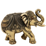 Brass Elephant Idol, Gaja Sculpture, Handmade Ane, Hathi Spiritual Home & Pooja Decor, Gold, 4 Inch, 1 Piece