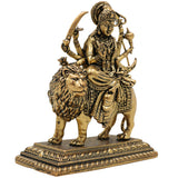Brass Durga Idol, Maa Durga Murti, Shakti Pooja Statue, Mahishasuramardini & Jagadamba Sculpture, Handcrafted Small Decorative Brass Vigraha for Home Temple & Gifts, Gold, 3 Inch, 1 Piece