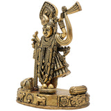 Brass Shree Shrinathji Idol, Handcrafted Murti, Govardhan Nathji Statue, Pooja Sculpture, Home & Temple Decor, Spiritual Gift, Gold, 4 Inch, 1 Piece
