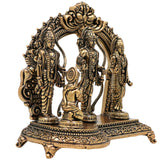 Brass Shri Ram Darbar Idol Ram Parivar Murti Sita Ram Lakshman Hanuman Statue Pital Peetal Vigraha Moorti for Puja Mandir Home Decor Gift, Gold, 3 Inch, 1 Piece