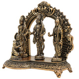 Brass Shri Ram Darbar Idol Ram Parivar Murti Sita Ram Lakshman Hanuman Statue Pital Peetal Vigraha Moorti for Puja Mandir Home Decor Gift, Gold, 3 Inch, 1 Piece