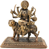 Brass Durga Idol, Maa Durga Murti, Shakti Statue, Chandika Pooja Pratima, Bhavani Home Temple Idol, Handcrafted Spiritual Showpiece, Gold, 4.5 Inch, 1 Piece
