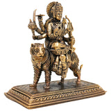 Brass Durga Idol, Maa Durga Murti, Shakti Statue, Chandika Pooja Pratima, Bhavani Home Temple Idol, Handcrafted Spiritual Showpiece, Gold, 4.5 Inch, 1 Piece