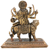 Brass Durga Idol, Maa Durga Murti, Shakti Statue, Chandika Pooja Pratima, Bhavani Home Temple Idol, Handcrafted Spiritual Showpiece, Gold, 4.5 Inch, 1 Piece