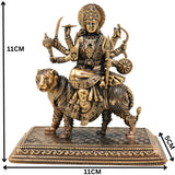 Brass Durga Idol, Maa Durga Murti, Shakti Statue, Chandika Pooja Pratima, Bhavani Home Temple Idol, Handcrafted Spiritual Showpiece, Gold, 4.5 Inch, 1 Piece