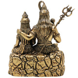 Brass Shiva Parvati Idol, Handcrafted Shiva Shakti Murti, Ardhanarishwar Vigraha, Mahadev Parvati Statue for Pooja & Home Decor, Gold, 4.5 Inch, 1 Piece